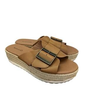 Baretraps Womens Walta Espadrille Wedge Platform Sandals Size 9 Tan Buckle